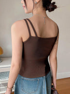 Plain Color Casual Versatile Asymmetrical Camisole