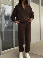 Solid Color Casual 2-Piece Set Fall Cloth