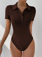 Solid Half Button Bodysuit