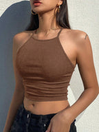 Solid Color Halter Top Going Out Tops Tank Tops