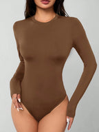 Solid Knit Stretch Fitted Black Bodysuit