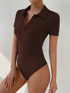 Solid Half Button Bodysuit