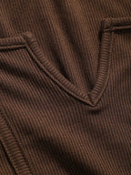 Notched Neckline Seam Detail Tee