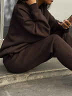Solid Color Casual 2-Piece Set Fall Cloth