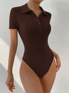 Solid Half Button Bodysuit