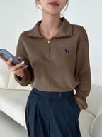 Half-Zipper Casual & Versatile Long Sleeve Sweatshirt, Long Sleeve Tops