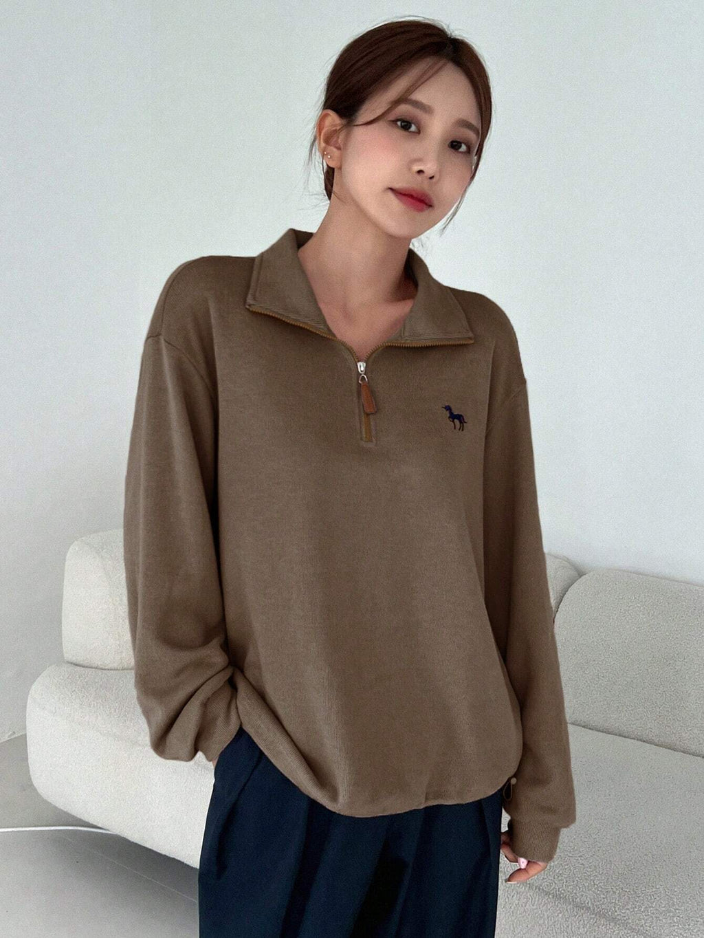 Half-Zipper Casual & Versatile Long Sleeve Sweatshirt, Long Sleeve Tops