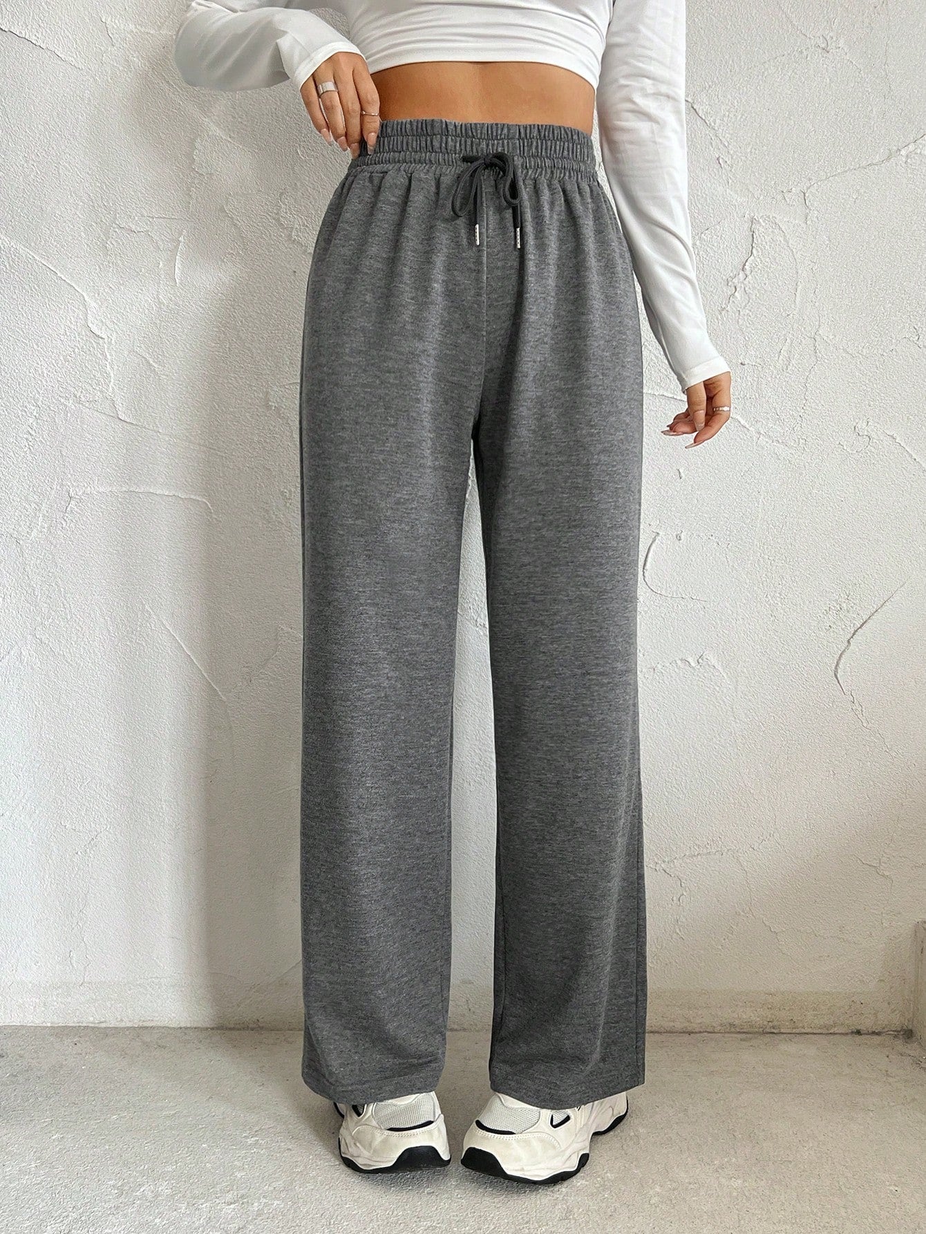 Solid Color Drawstring Waist Sweatpants Graduation, Back To School Outfits