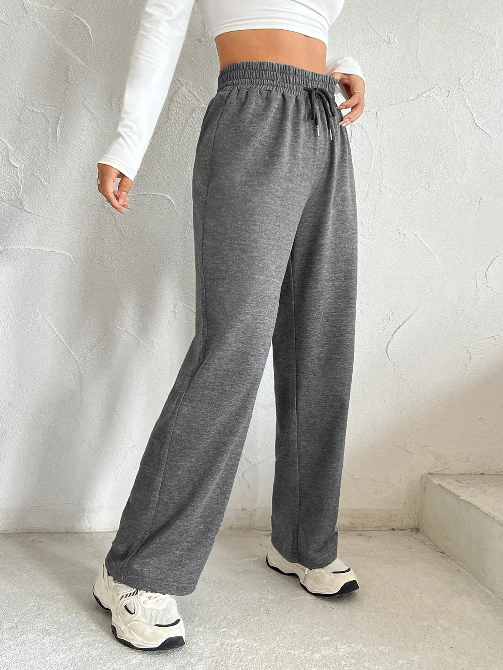 Solid Color Drawstring Waist Sweatpants Graduation, Back To School Outfits