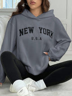 2pcs/Set Women Letter Embroidery Hoodie Sweatshirt And Leggings Outfit