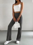 Solid Color High Waisted Pants