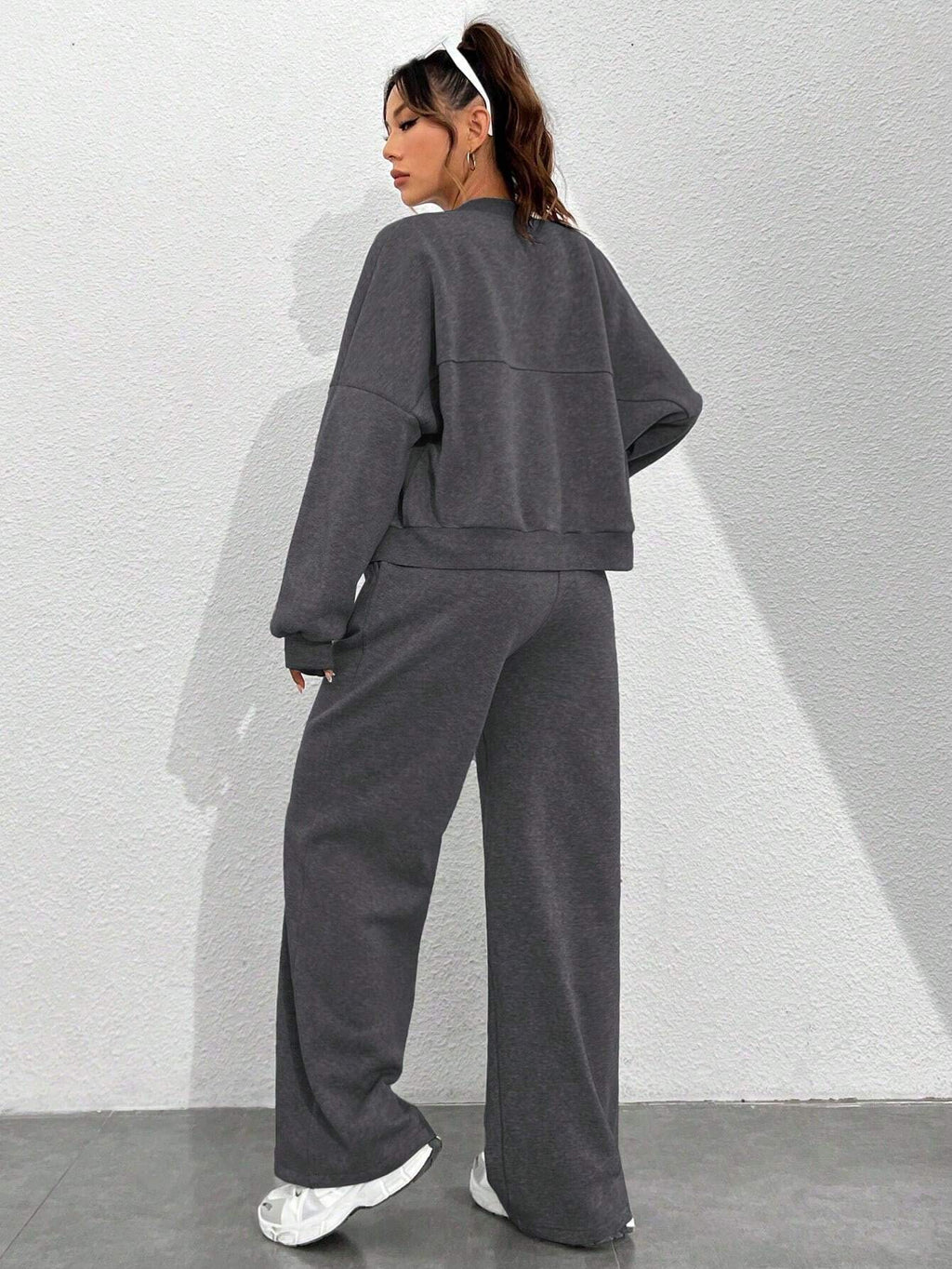 Casual Long Sleeve Top And Pants Two Pieces Outfit