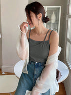 Plain Color Casual Versatile Asymmetrical Camisole