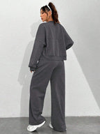 Street Style Camouflage Maple Leaf Print Zipper Sweatshirt & Pants Set