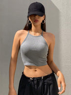 Solid Color Halter Top Going Out Tops Tank Tops