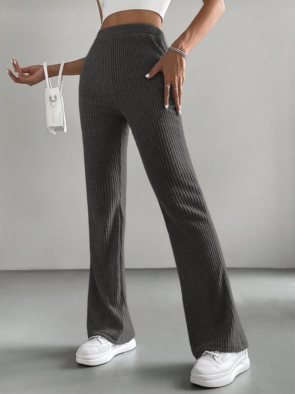 Solid Color High Waisted Pants