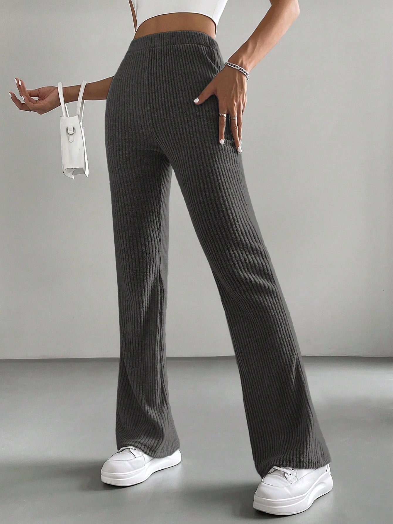 Solid Color High Waisted Pants