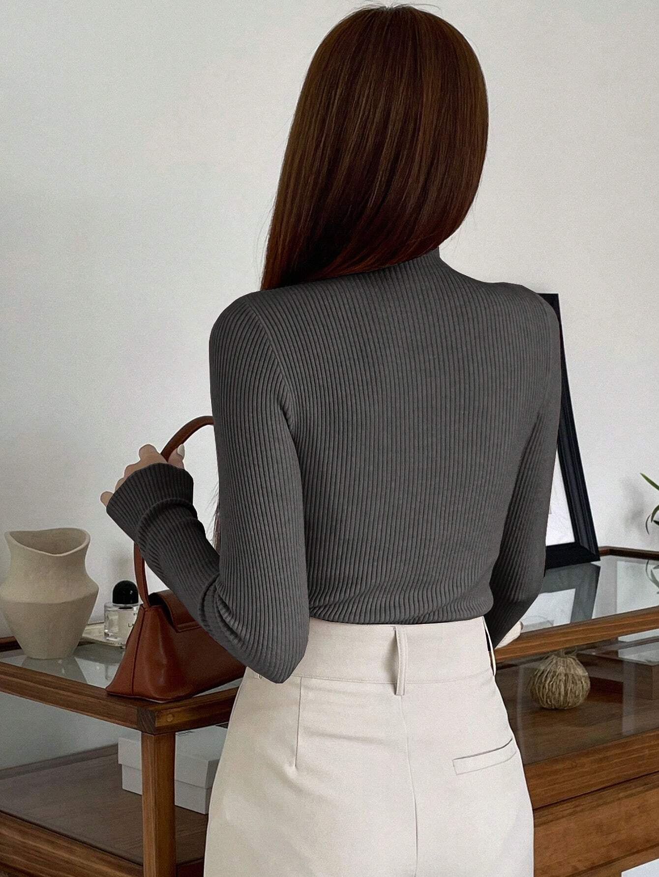 Stand Collar Long Sleeve Hollow Pullover Tops