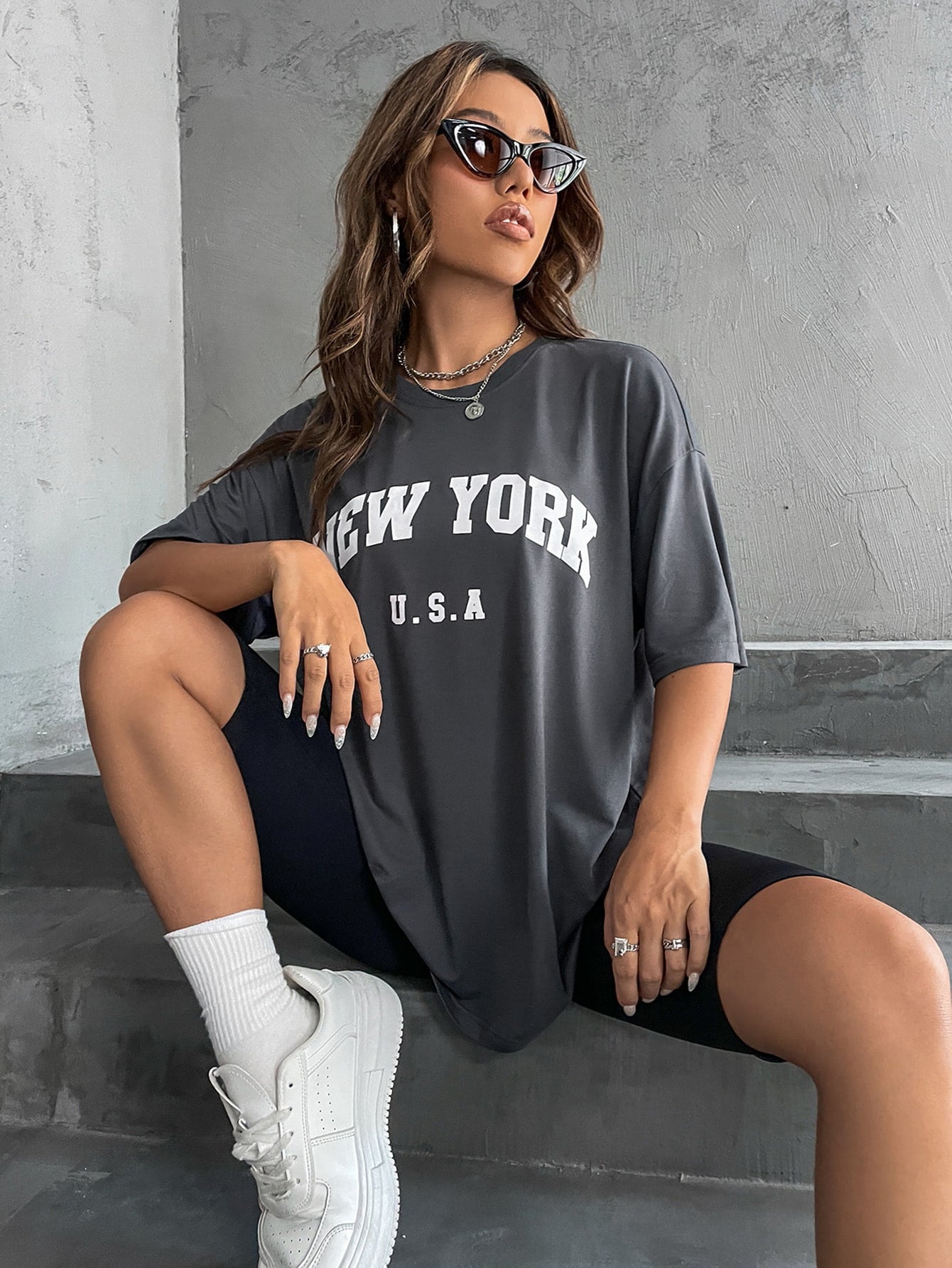 Minimalist English Printed Casual Street Style T-Shirt Graphic Tees Women Tops