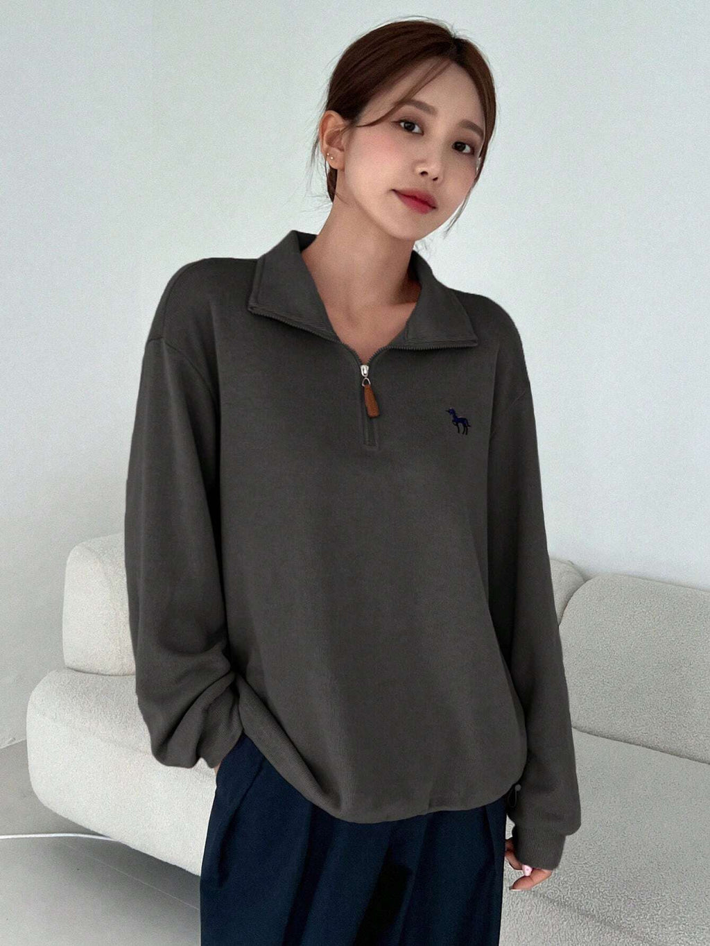 Half-Zipper Casual & Versatile Long Sleeve Sweatshirt, Long Sleeve Tops