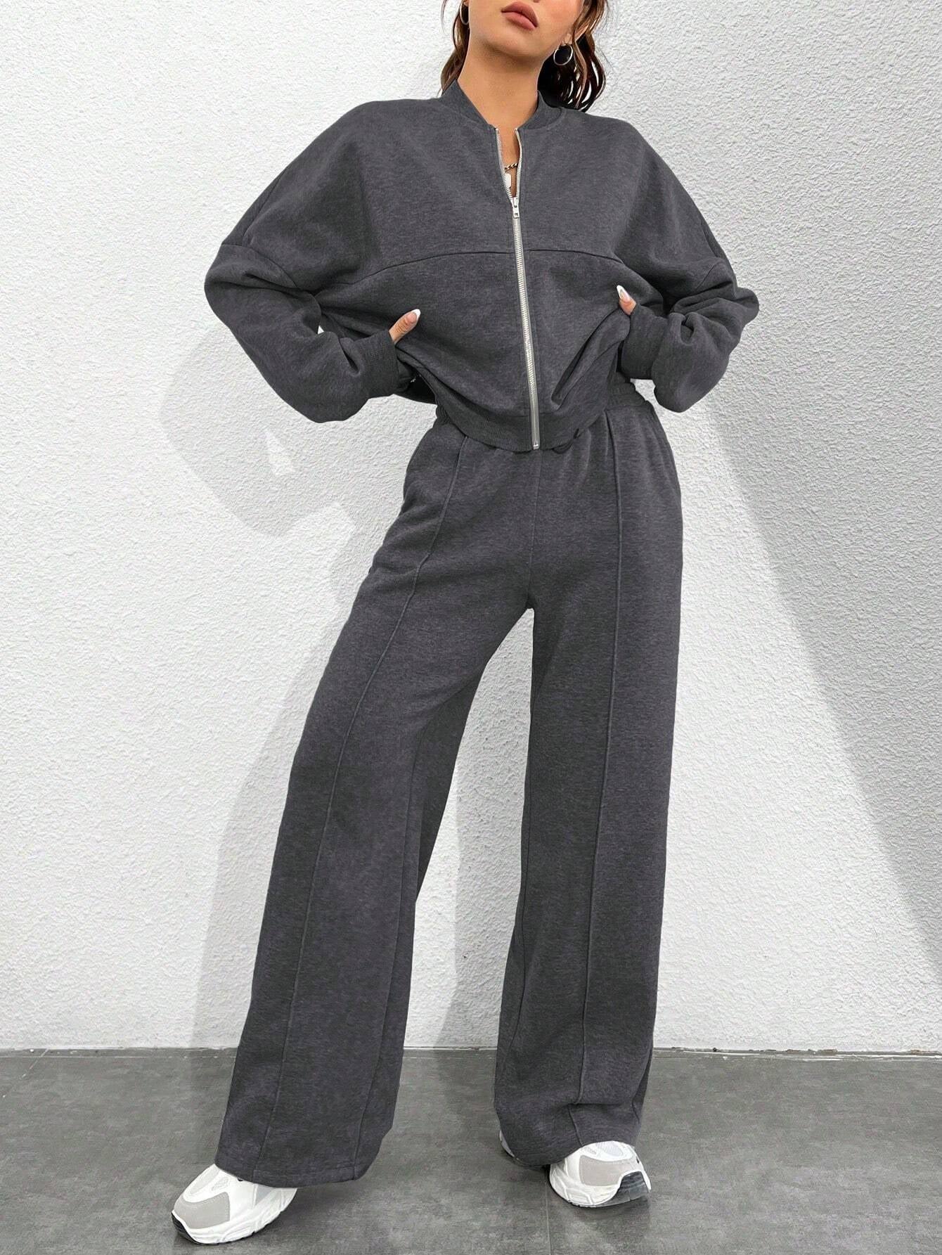 Street Style Camouflage Maple Leaf Print Zipper Sweatshirt & Pants Set