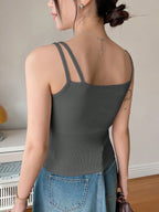 Plain Color Casual Versatile Asymmetrical Camisole
