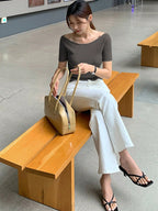 Round Neck Slim-Fit Short Sleeve Elegant T-Shirt