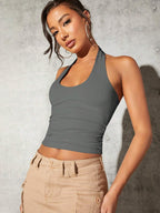 Halter Tank Top & Beach Cover-Up, Adorable Crop Top