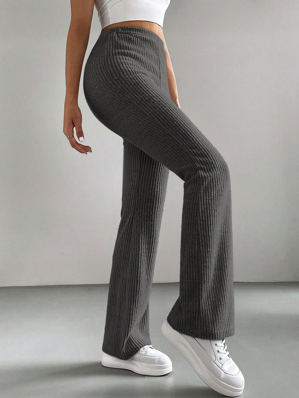 Solid Color High Waisted Pants