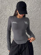 Campus Back To School Sports Jersey Short Sleeve Graphic Curved Hem T-Shirt Jersey