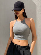 Solid Color Halter Top Going Out Tops Tank Tops