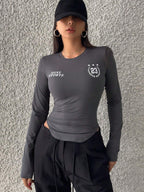 Campus Back To School Sports Jersey Short Sleeve Graphic Curved Hem T-Shirt Jersey