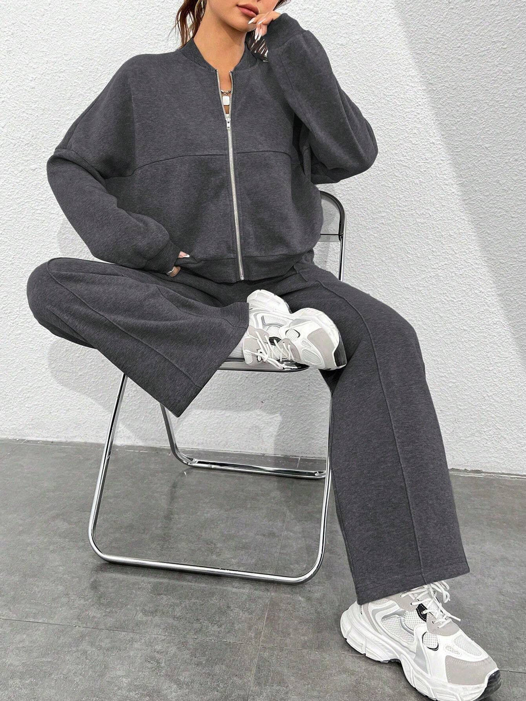 Street Style Camouflage Maple Leaf Print Zipper Sweatshirt & Pants Set