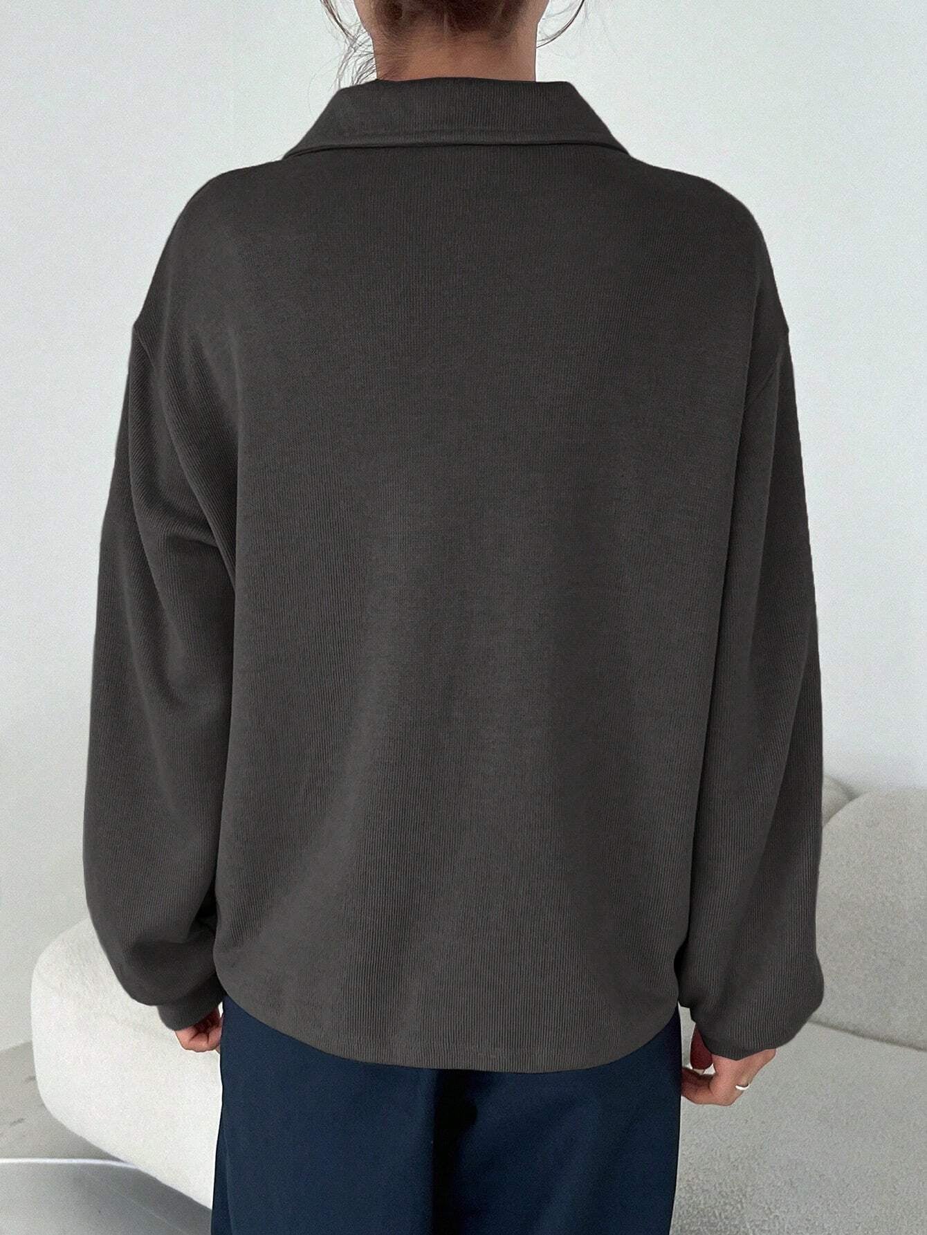 Half-Zipper Casual & Versatile Long Sleeve Sweatshirt, Long Sleeve Tops