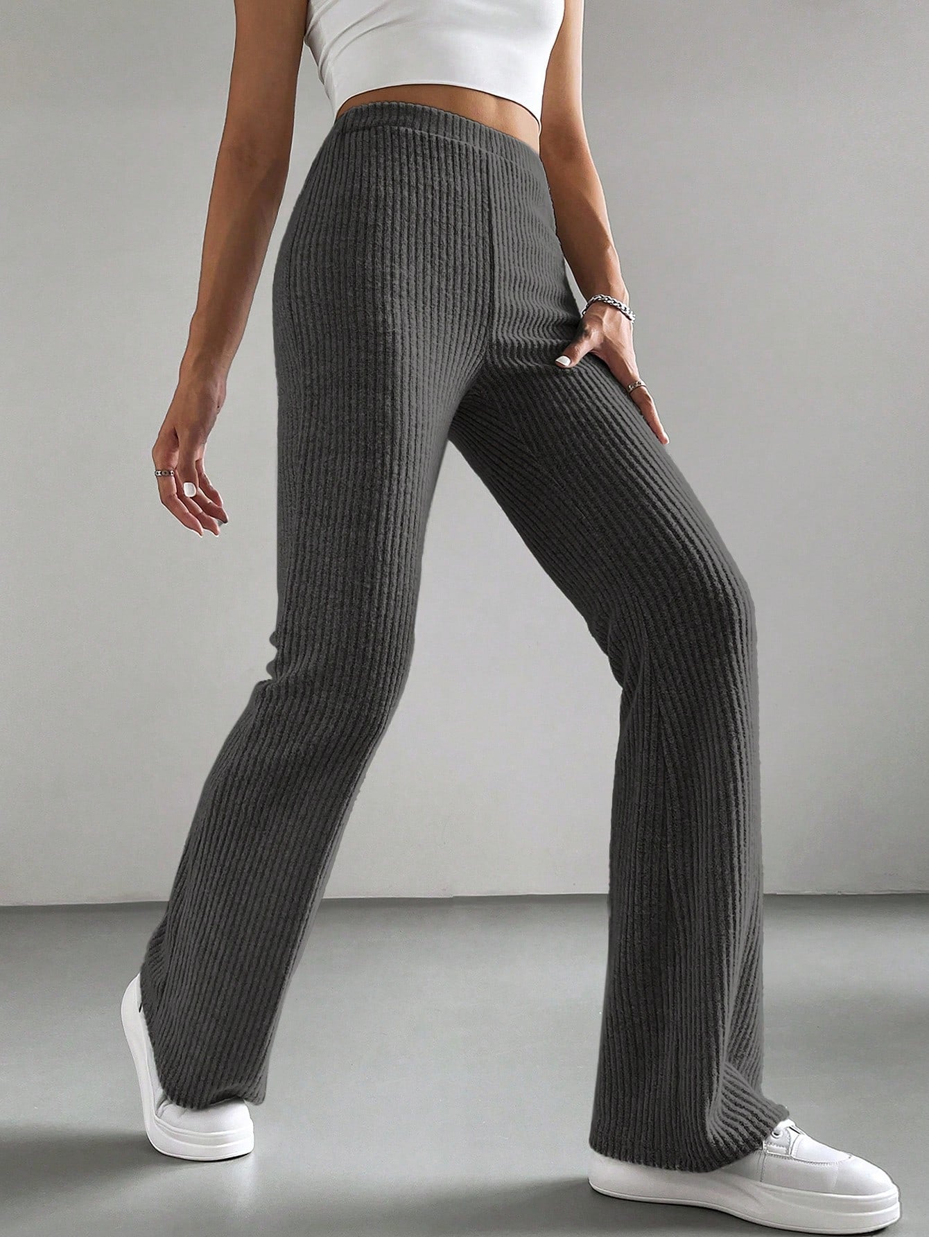 Solid Color High Waisted Pants