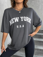 Minimalist English Printed Casual Street Style T-Shirt Graphic Tees Women Tops