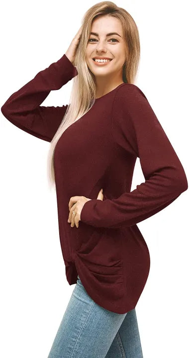 Womens Long Sleeve Tops, Casual Crewneck, Pullover Tunic Blouse, Loose Fitting T Shirts