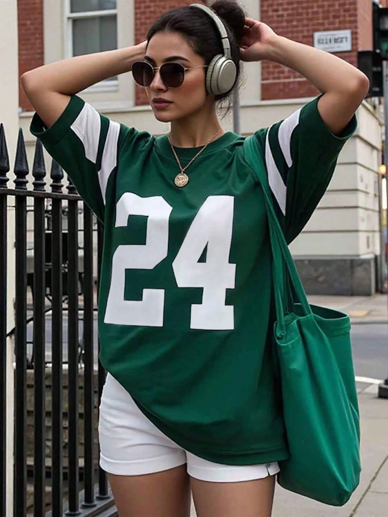 Number Print Patchwork Short Sleeve T-Shirt Graphic Tees Women Tops