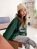 Letter Graphic Big Pocket Drawstring Thermal Hoodie