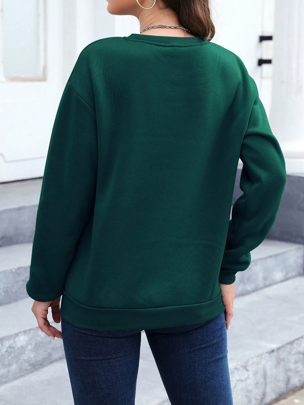 Letter Graphic Drop Shoulder Sweatshirt, Long Sleeve Tops Graduation