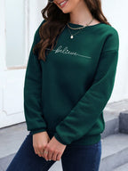 Letter Graphic Drop Shoulder Sweatshirt, Long Sleeve Tops Graduation