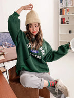 Letter Graphic Big Pocket Drawstring Thermal Hoodie