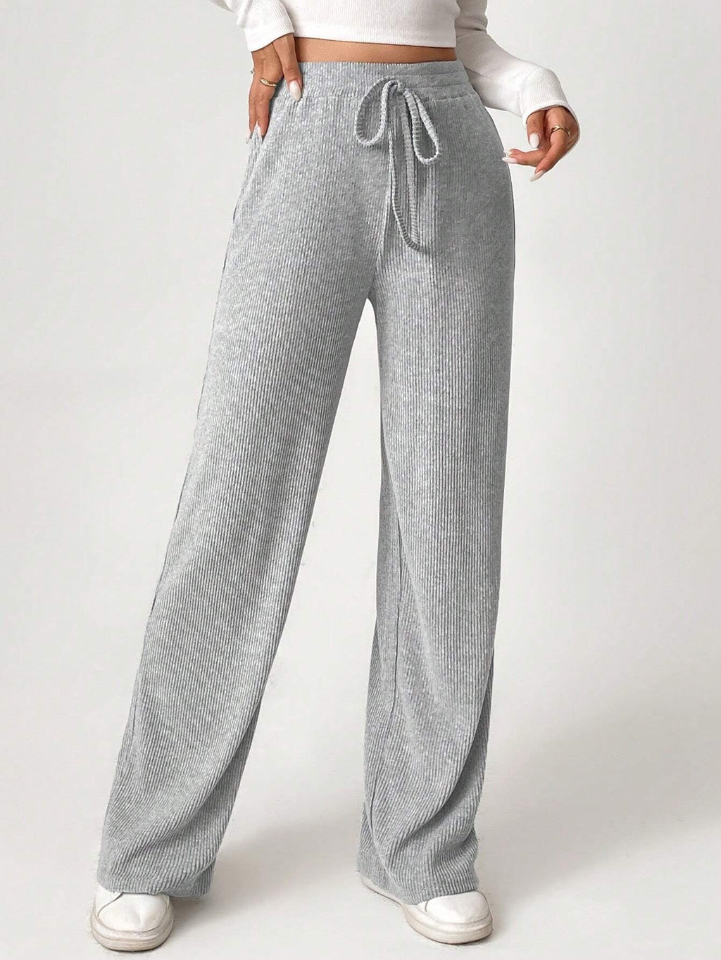 Solid Drawstring Slant Pocket Sweatpants
