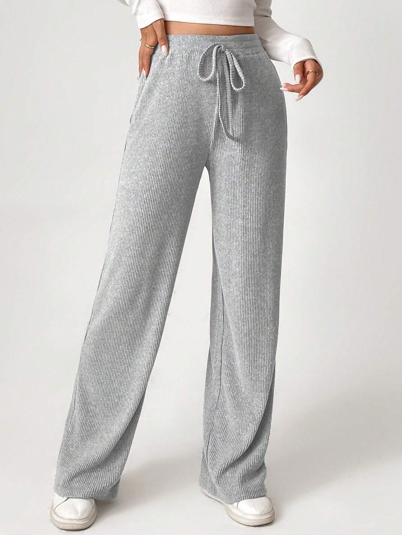 Solid Drawstring Slant Pocket Sweatpants