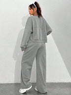 Street Style Camouflage Maple Leaf Print Zipper Sweatshirt & Pants Set