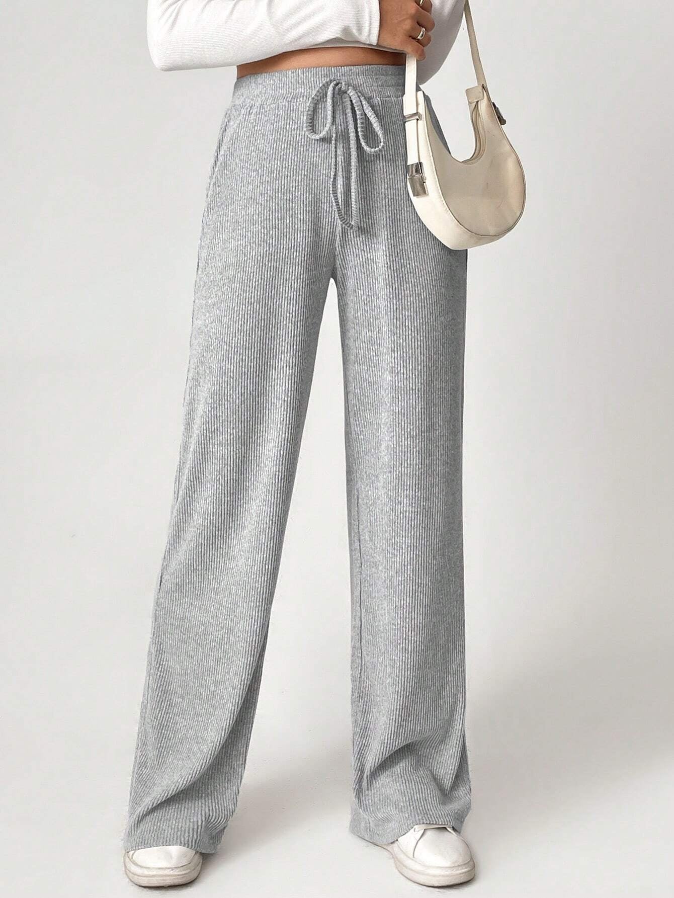 Solid Drawstring Slant Pocket Sweatpants