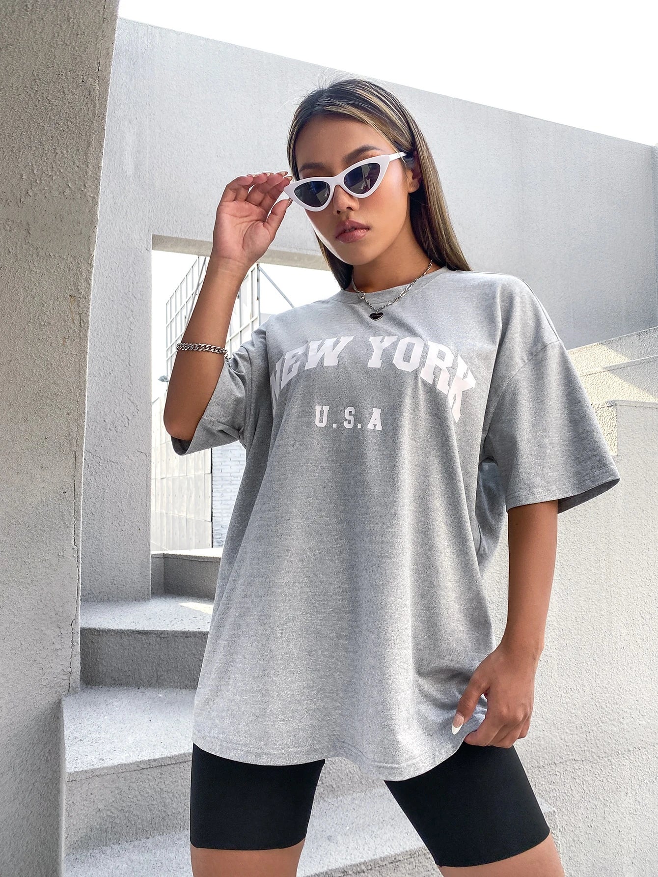 Minimalist English Printed Casual Street Style T-Shirt Graphic Tees Women Tops