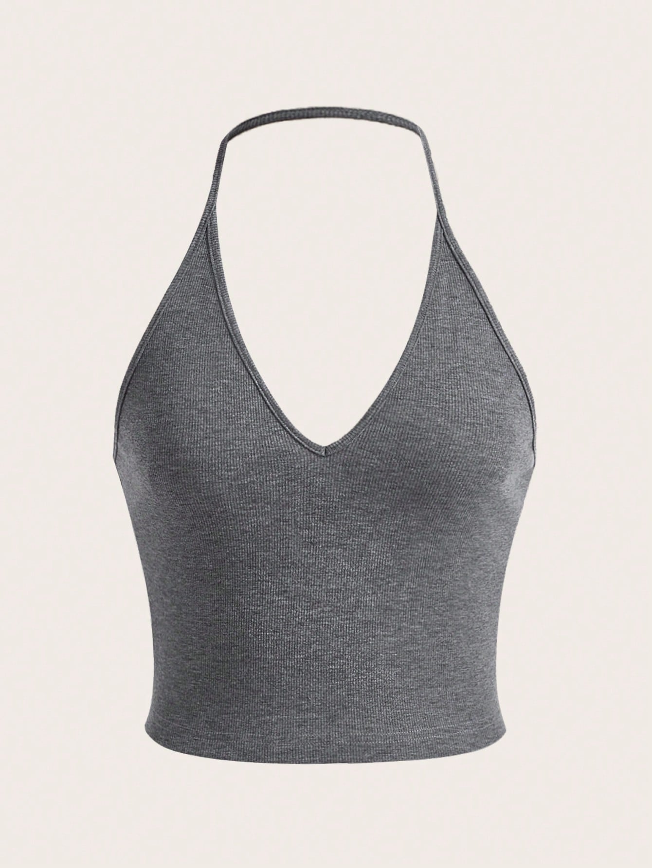 Summer Sexy Solid Backless Crop Halter Top