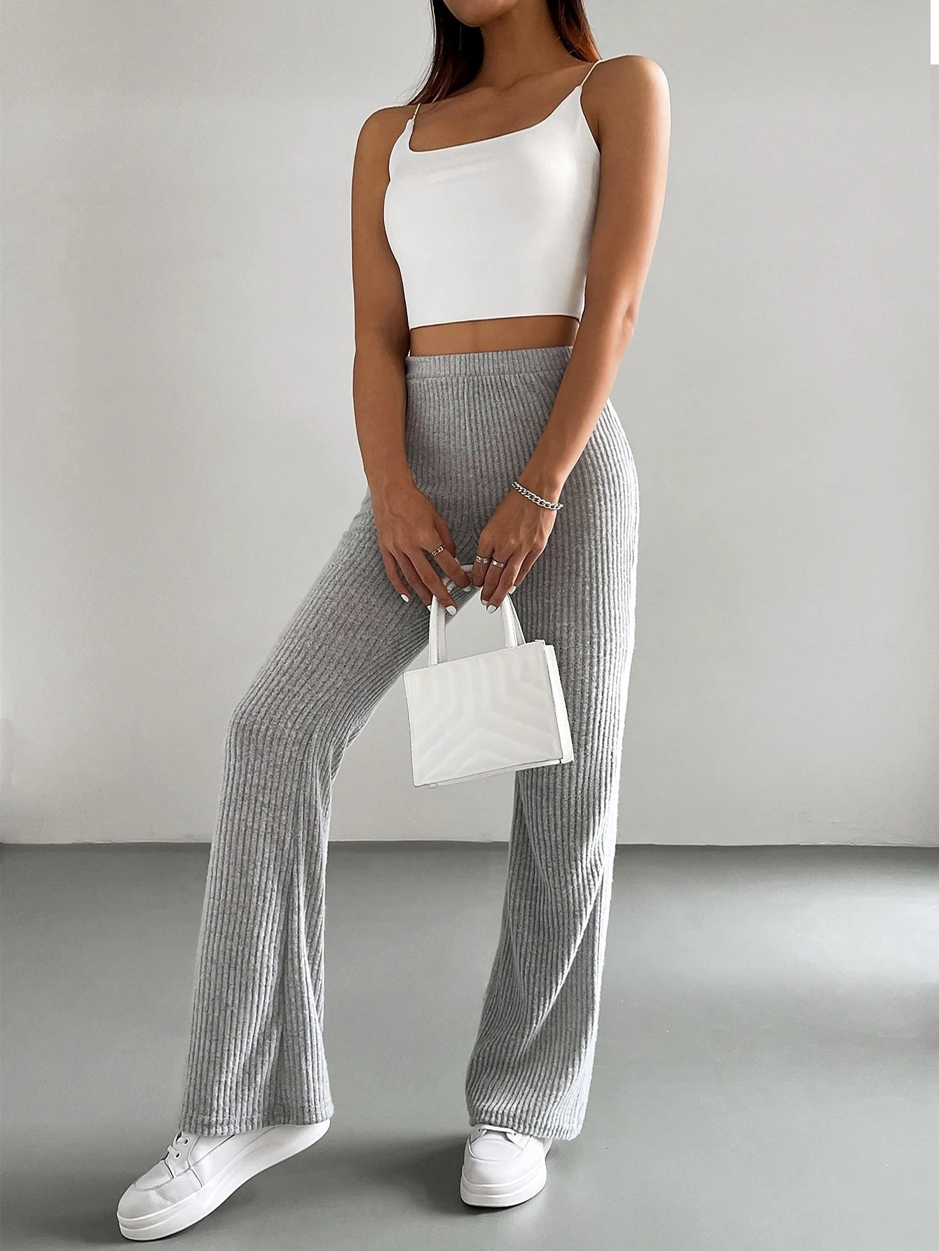 Solid Color High Waisted Pants