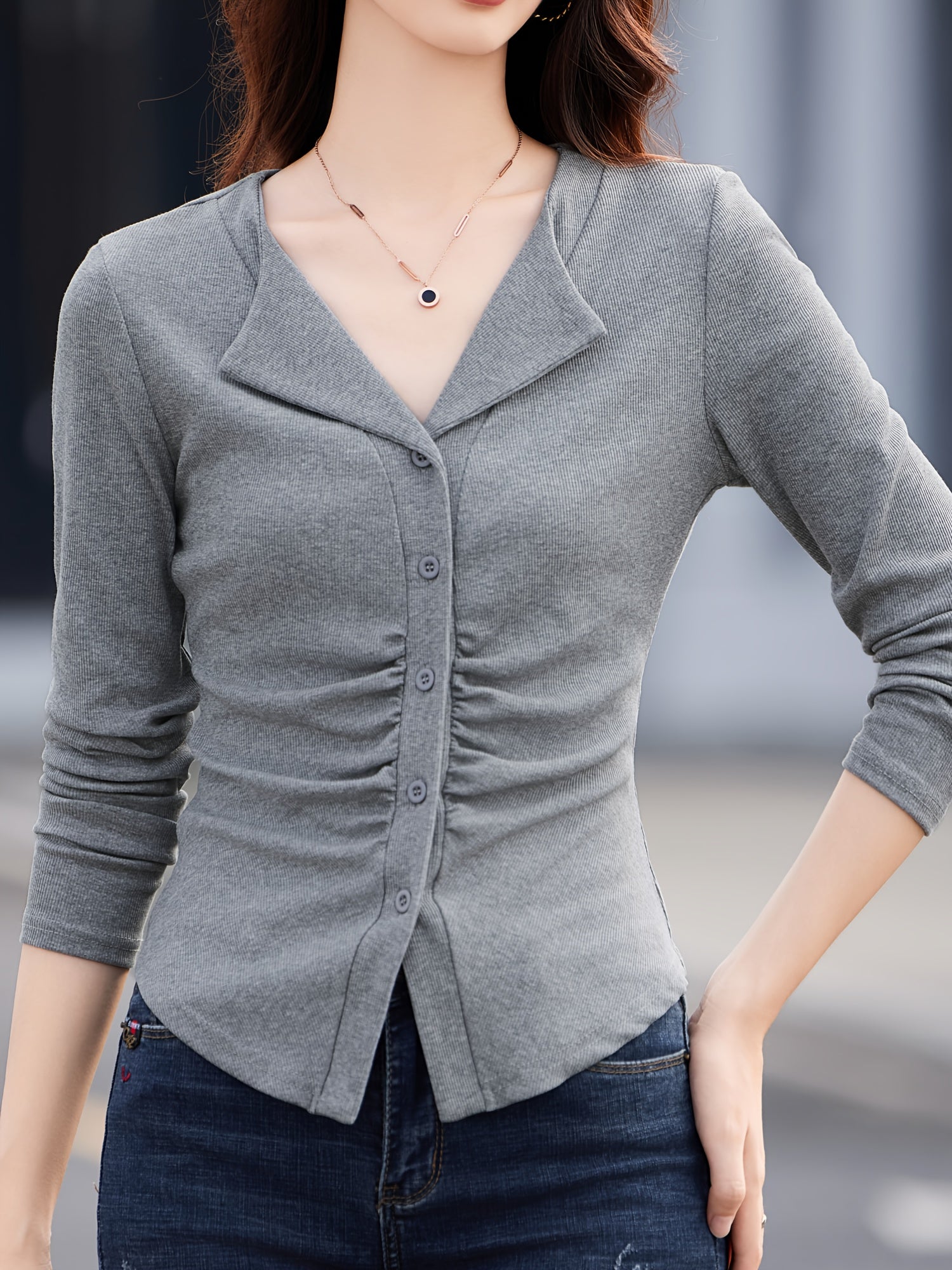 Casual V-Neck Long Sleeve T-Shirt